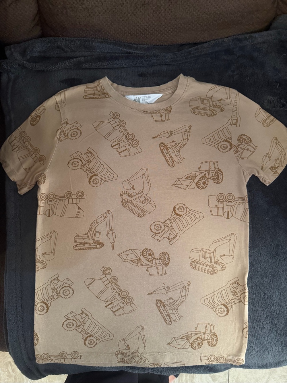 H&M Tan Construction Print Short Sleeve Tee